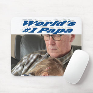 Foto pappa med havsblå text musmatta