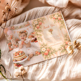 Foto Peach Garden 1-årsfirande Tack Kort