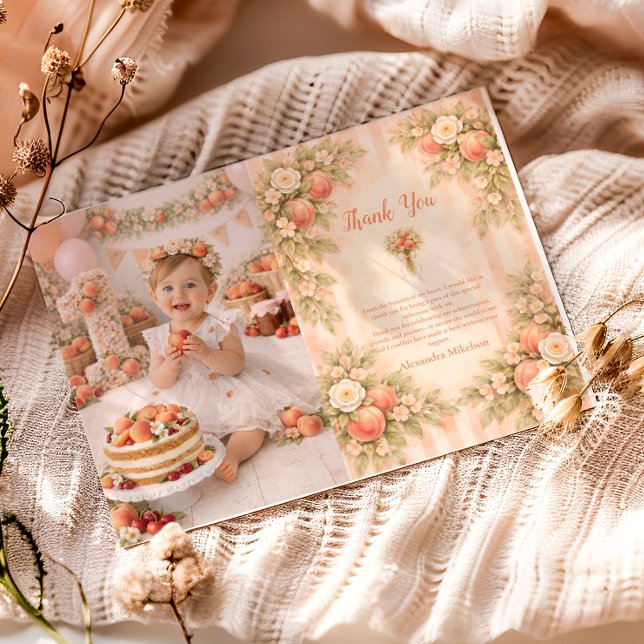 Foto Peach Garden 1-årsfirande Tack Kort (Skapare uppladdad)