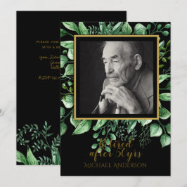 FOTO Pensionärsinbjudan Svarta Guldblad Inbjudningar