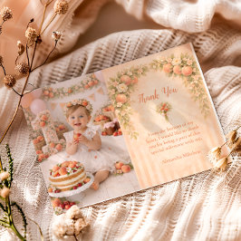 Foto Persika Blommig 1-årsdag Tack Kort