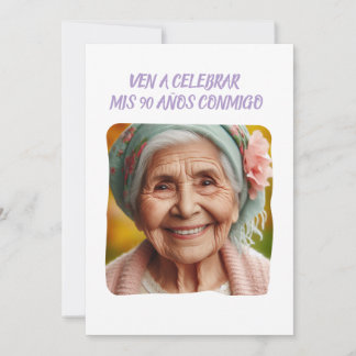 Foto Personalizada 90 Años Fiesta de Cumpleaños Inbjudningar