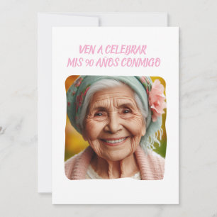 Foto Personalizada 90 Años Fiesta de Cumpleaños Inbjudningar