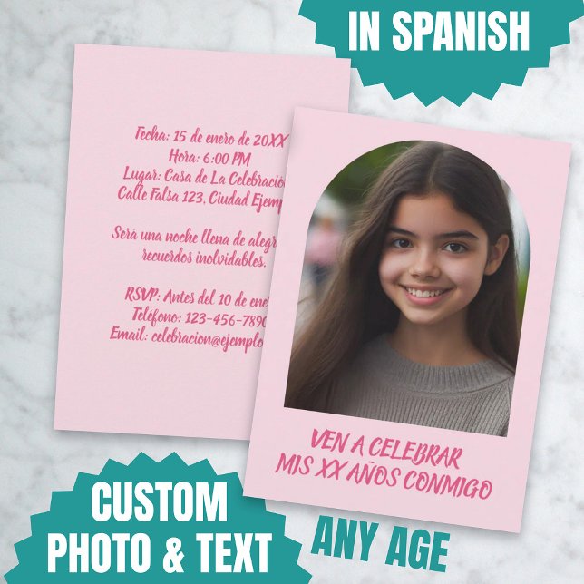 Foto Personalizada Invación de Cumpleaños Inbjudningar (Foto Personalizada Fiesta de Cumpleaños Invitation)