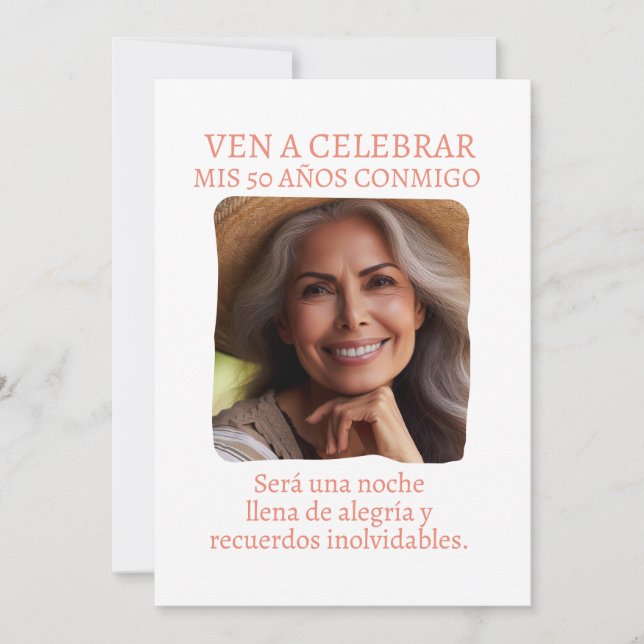 Foto Personalizada Invitación de 50 Años Inbjudningar (Framsida)