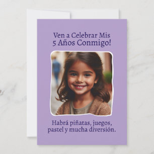 Foto Personalizada Mis 5 Años Cumpleaños Cinco Inbjudningar