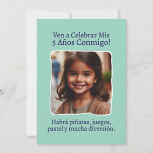 Foto Personalizada Mis 5 Años Cumpleaños Cinco Inbjudningar