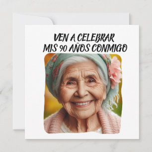 Foto Personalizada Mis 90 Años - 90 års Anpassning Inbjudningar