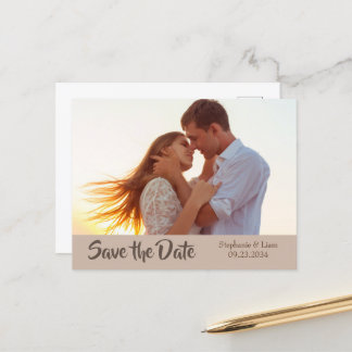 Foto Personlig Modern Typografi Spara datumet Meddelande Vykort