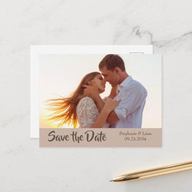 Foto Personlig Modern Typografi Spara datumet Meddelande Vykort (Fram/Back In Situ)