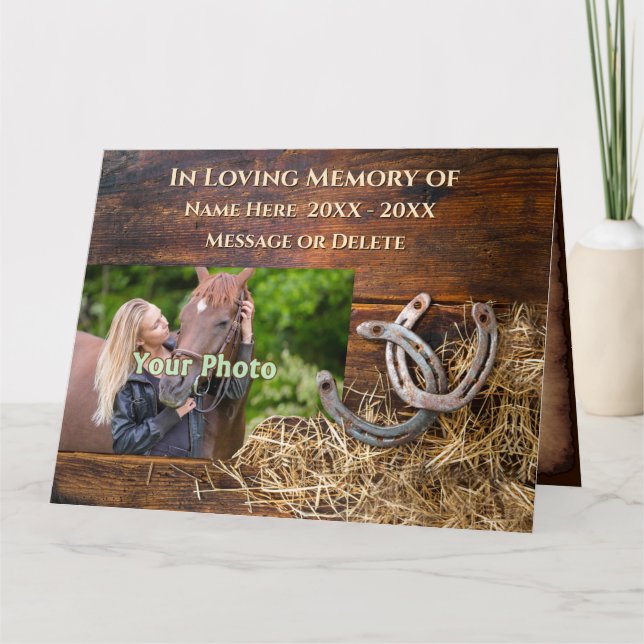 Foto Personlig Rustic, Horse Sympathy Cards Kort (Framsida)