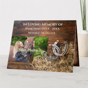 Foto Personlig Rustic, Horse Sympathy Cards Kort