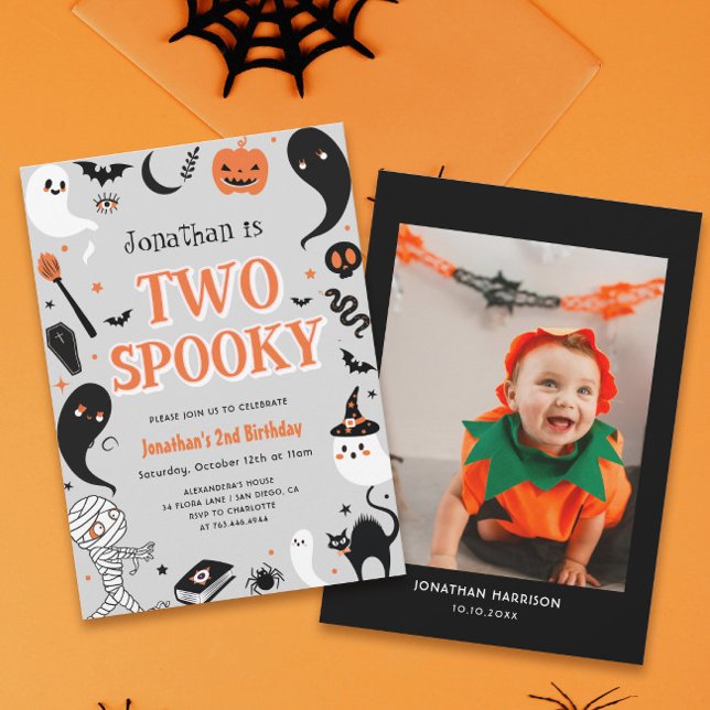 Foto Pojke Halloween 2-års födelsedag  Inbjudningar (Skapare uppladdad)