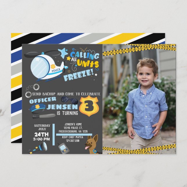 foto polis födelsedagsinbjudan inbjudningar (Fram/baksida)