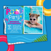 Foto poolparty sommar flicka födelsedagsfest