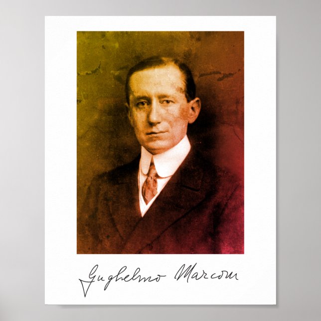 Foto Porträtt och Namnteckning av Guglielmo Marcon Poster (Framsidan)