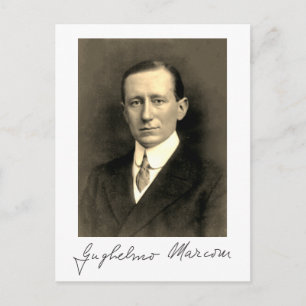 Foto Porträtt och signatur av Guglielmo Marconi Vykort