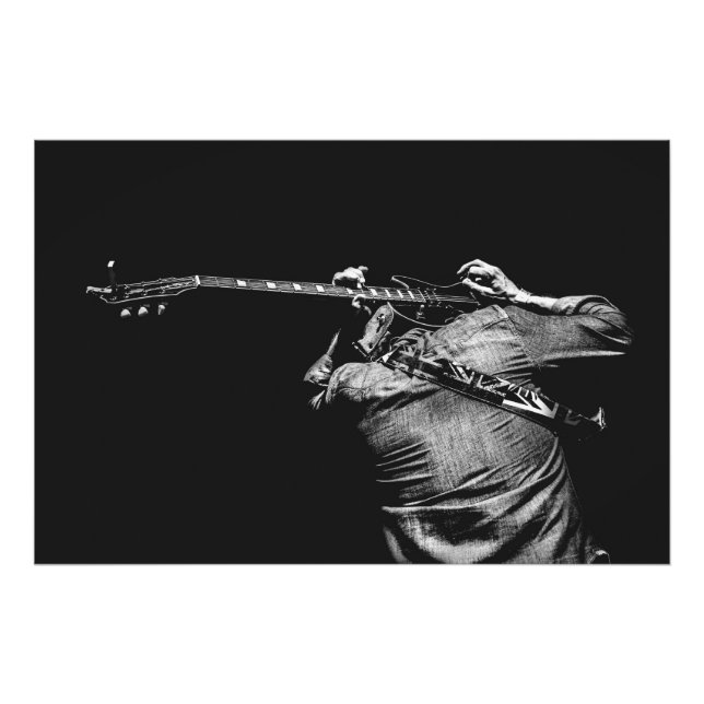 Foto poster guitarhjälten svart och vitt på (Framsidan)