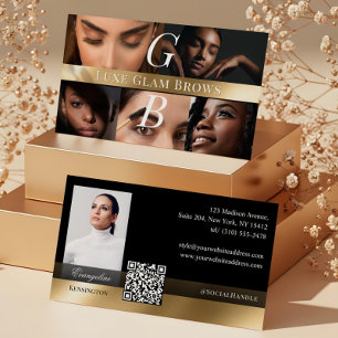 Foto Professionell Brow Artist Monogram Svart Guld Visitkort