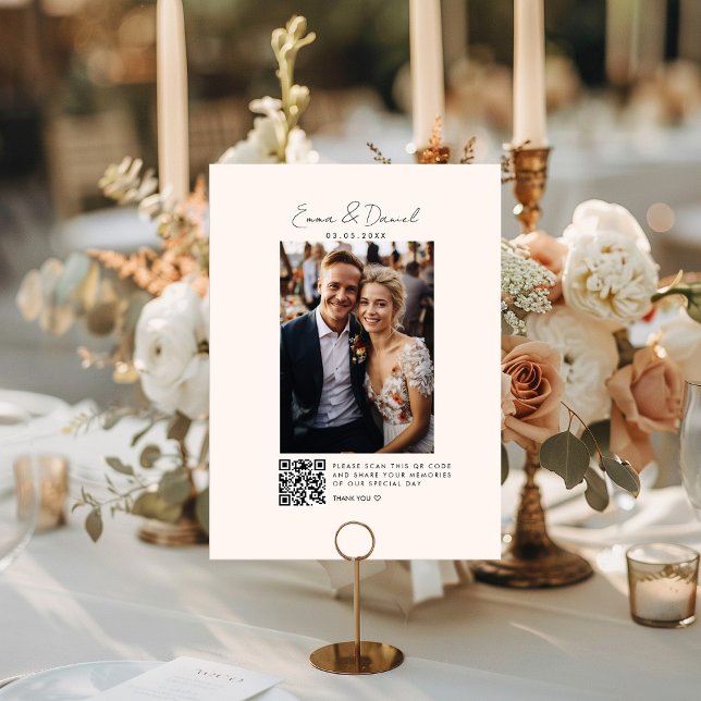 Foto QR-kod Beige Bröllop Galery Card (Skapare uppladdad)