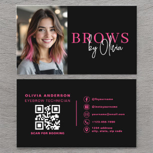 Foto QR-kod Eyebrows Brows Artist Shock rosa Black Visitkort