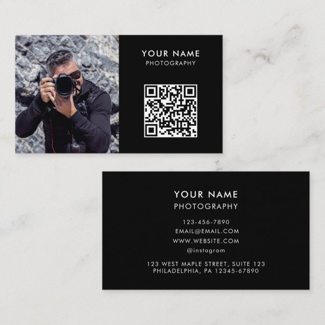 Foto QR-kod, fotograferfotografi Visitkort (Fram/baksida)