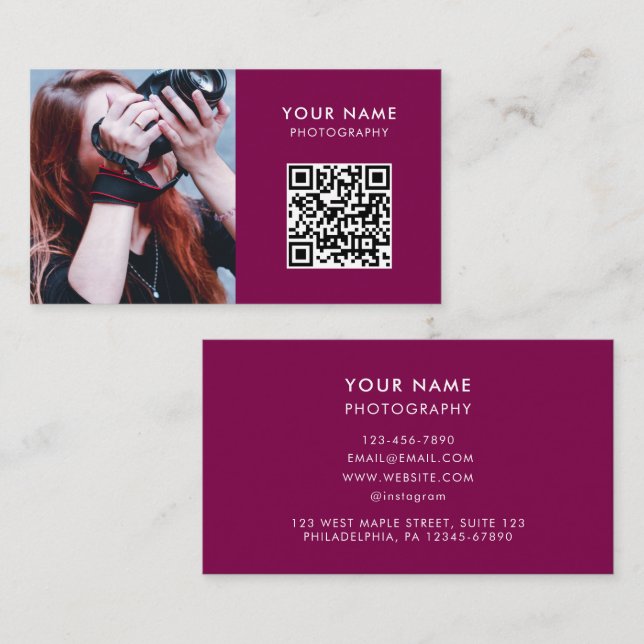 Foto QR-kod, fotograferfotografi Visitkort (Fram/baksida)