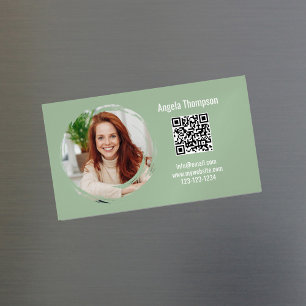 Foto QR-kod Grön Modern Magnetisk Magnetiska Visitkort
