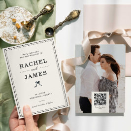 Foto QR-kod Minimalistisk Båge Bröllop Coquette Spara Datumet