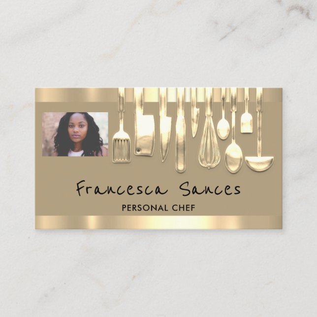 Foto QR-kod Personal Chef Cooking Lounge Mustard Visitkort (Framsida)