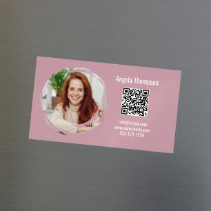 Foto QR-kod Rosa Modern Magnetisk Magnetiska Visitkort