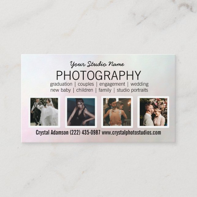 Foto QR-kod | Svart fotoskrivare Visitkort (Framsida)