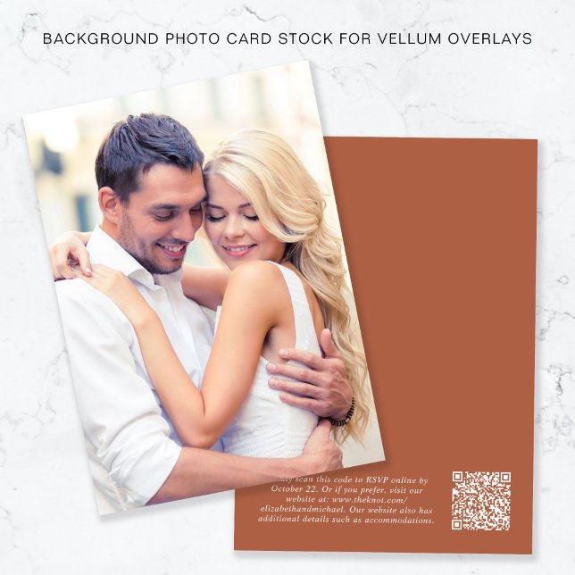Foto QR-kod Terracotta Background Vellum Overlay Inbjudningar (Skapare uppladdad)
