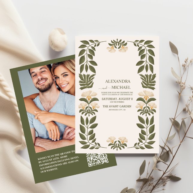Foto QR-kod Wildblommor Botanical Garden Wedding Inbjudningar (Skapare uppladdad)