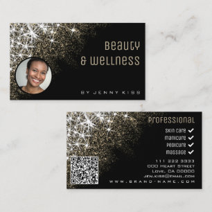Foto QR-kodmall Luminous Guld Glitter Visitkort
