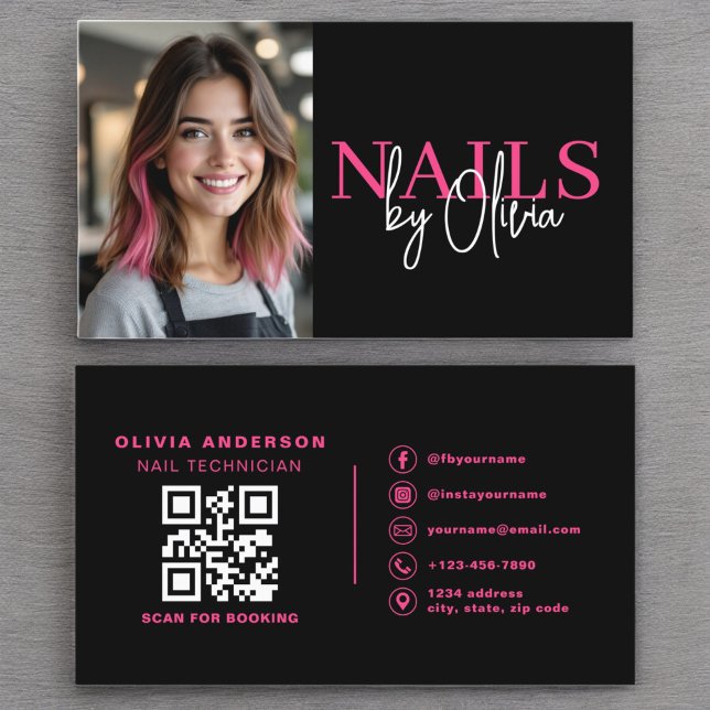 Foto QR Nagel Specialist Artis Typography Visitkort (Skapare uppladdad)