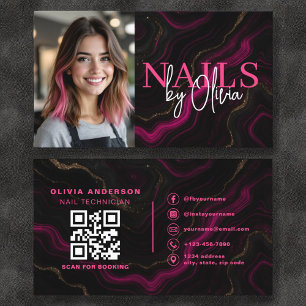 Foto QR Nagel Specialist Artist Black Rosa Visitkort