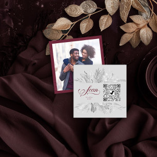 Foto QR Online OSA Burgundy Grått botaniskt Tilläggskort