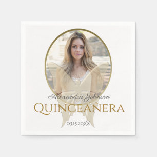 Foto Quinceanera 15-årsdag Guld Fjäril Pappersservett