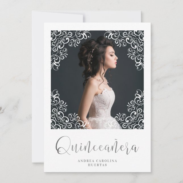 Foto Quinceañera Español Efecto Encaje Blanco (Framsida)