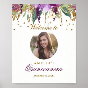 Foto Quinceanera välkomstskylt Amethyst Poster