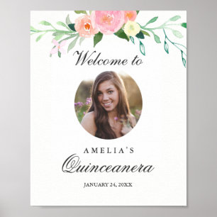 Foto Quinceanera välkomstskylt Botanisk Poster