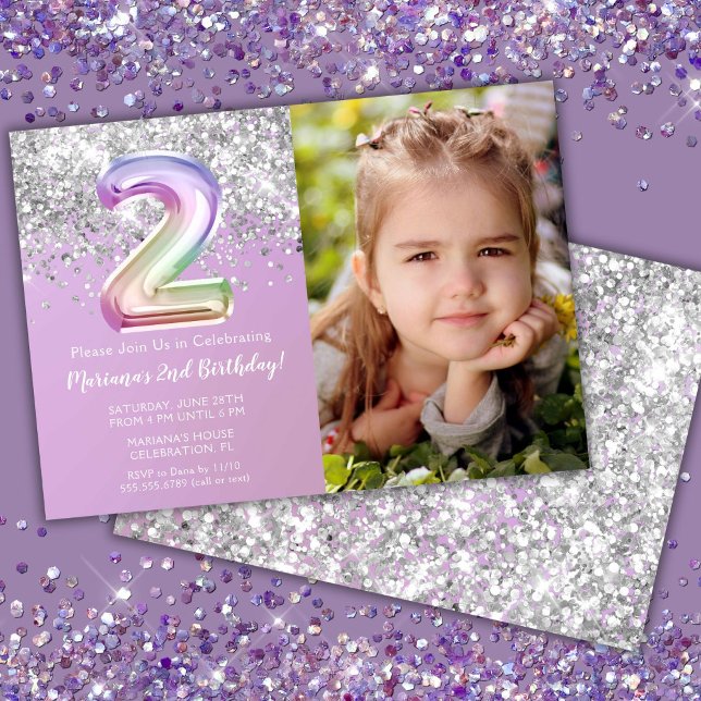 Foto Rainbow Sparkle 2-årsfirande Inbjudningar (Skapare uppladdad)