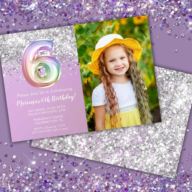 Foto Rainbow Sparkle 6-årsdag Inbjudningar (Skapare uppladdad)