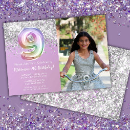 Foto Rainbow Sparkle 9-årsdag Inbjudningar
