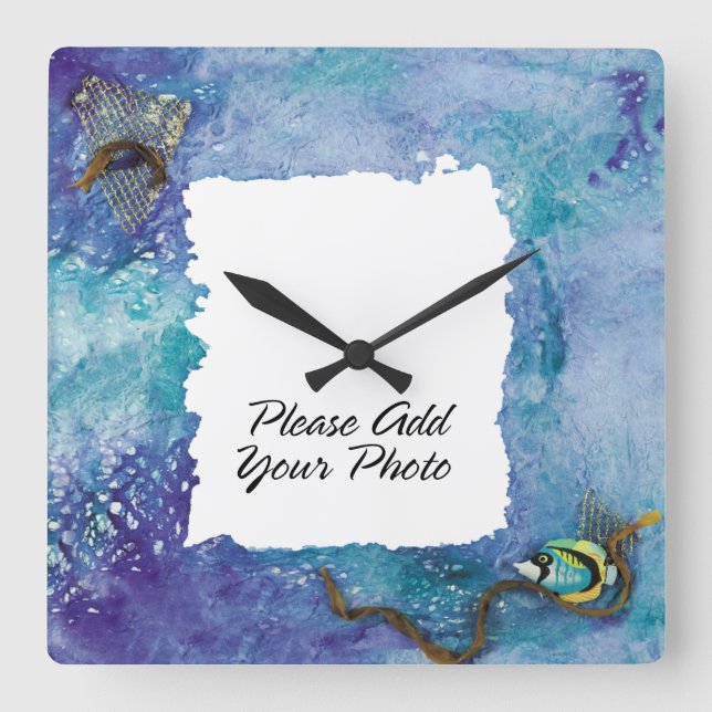 Foto Ram 2-väggklocka Fyrkantig Klocka (Framsida)