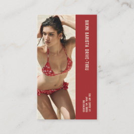Foto Red Bikini Barista Dubbla Nummer på kaffe Lojalitetskort