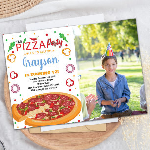 Foto Red Chili White Pizza Birthday-inbjudningar Inbjudningar
