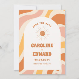 Foto Regnbåge Vågig Groovy Save the Date Qr-kod Spara Datumet