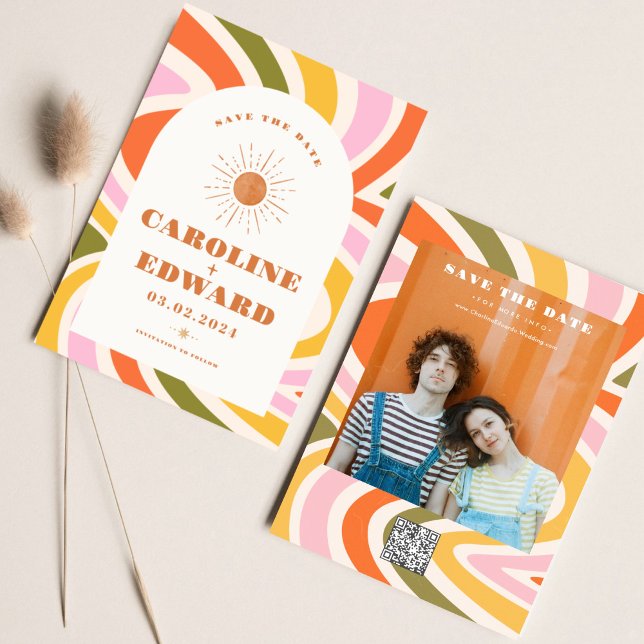 Foto Regnbåge Vågig Groovy Spara Datum Qr-kod Datumet (Skapare uppladdad)